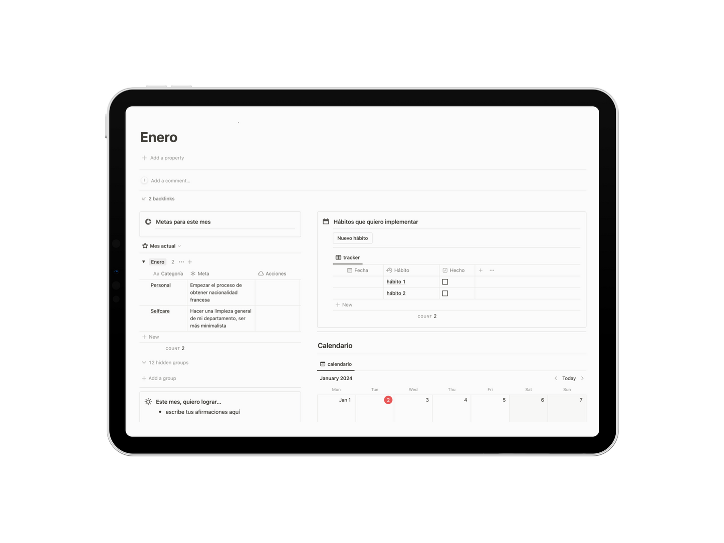 Mi Dashboard 2024 - Plantilla Notion