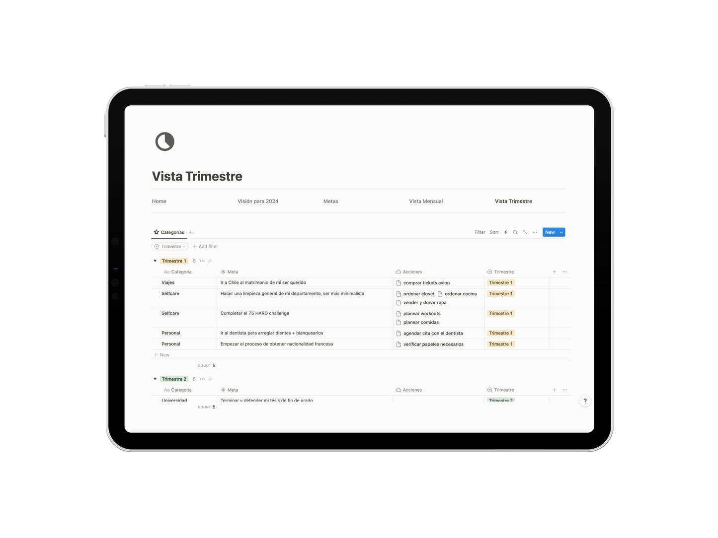 Mi Dashboard 2024 - Plantilla Notion